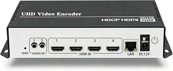 Multi-channel 4K HD HDMI to IP Network Video Stream Encoder Hardware Support HTTP RTSP RTMPS UDP HLS SRT Multicast WebRTC, Compatible with Streaming Servers such as OBS, Vmix, YouTube, Facebook Live