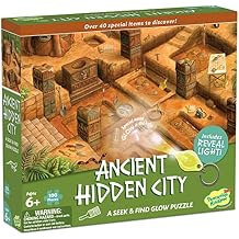 Peaceable Kingdom Ancient Hidden City Puzzle 100-Pc. Seek & Find Glow Puzzle for Kids Ages 6 & Up Included Blacklight Reveals Hidden Items Great for Home or Classrooms
