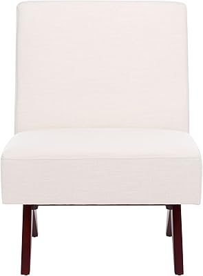 SAFAVIEH Home Collection Oliviadella Modern Bone LinenWalnut Solid Wood Accent Chair