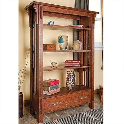 WOODCRAFT Project Paper Plan to Build Arts & Crafts Bookcase - Material Not Included